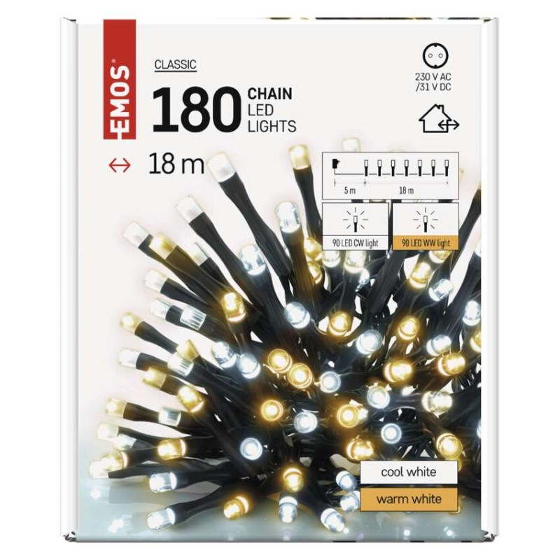Vánoční řetěz CLS TIMER 18M WW/CW 8