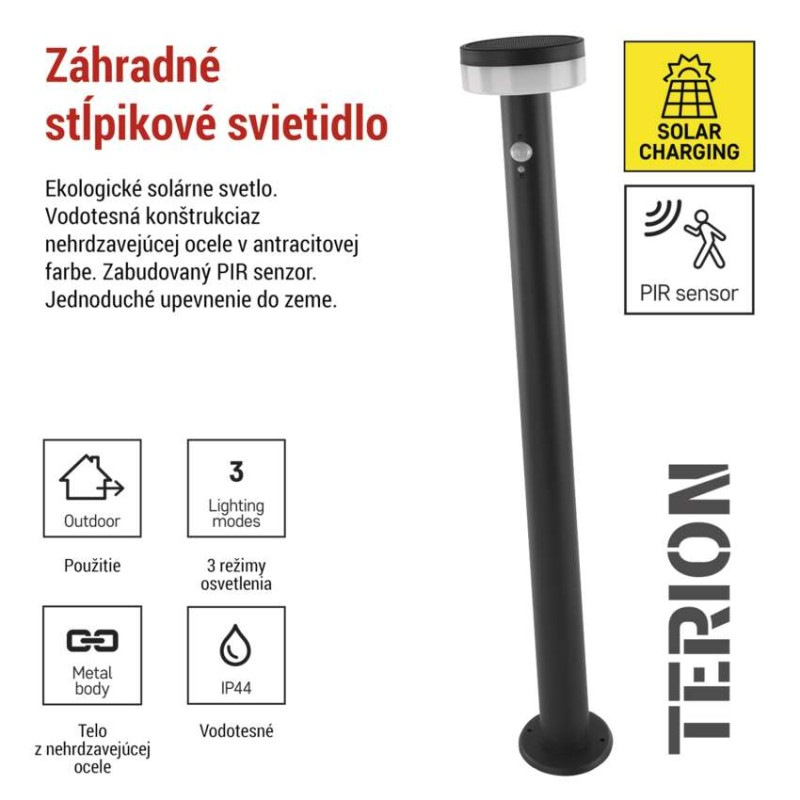 LED ZAHRADNÍ SV.IP44,SOLÁR SLOUP.80cm 2