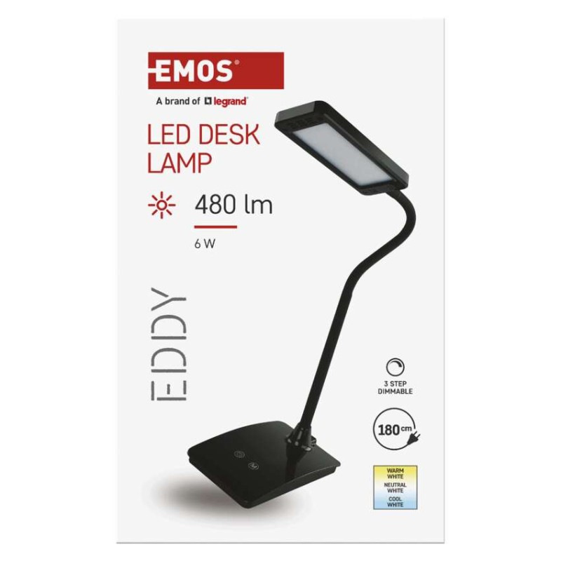LED STOLNÍ LAMPA EDDY ČERNÁ 7
