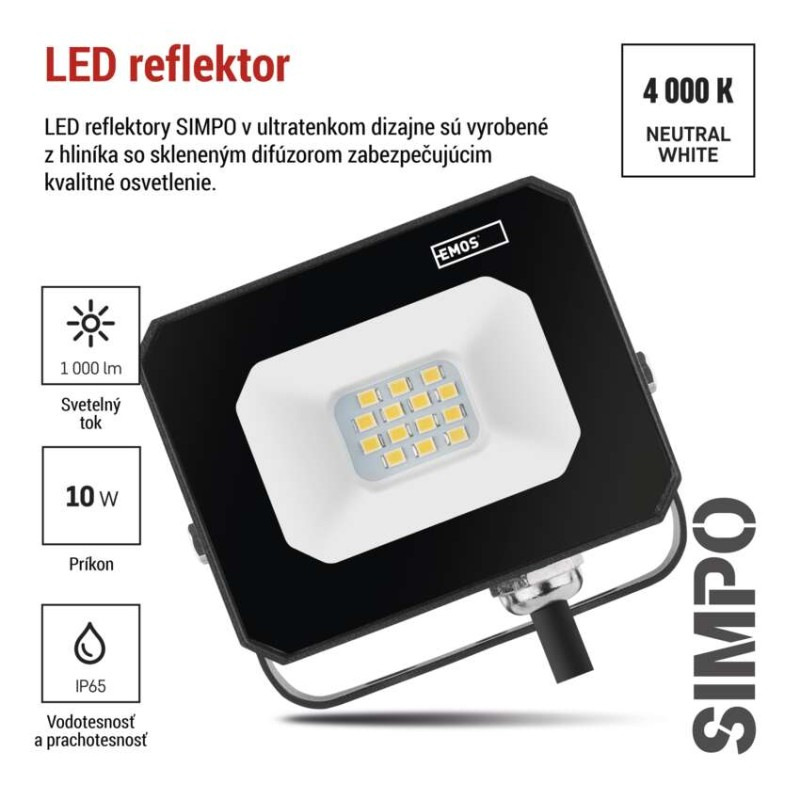 LED REFLEKTOR SIMPO 10W 1000LM IP65 NW 5