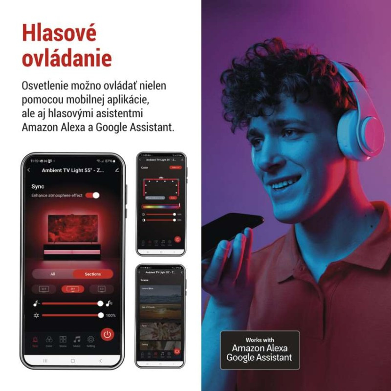 GOSMART AMBIENTNÍ OSVĚTLENÍ TV 55" 3