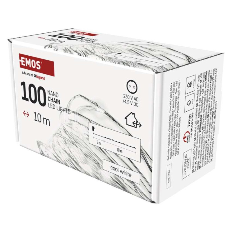 Řetěz NANO 10M stříbrný IP44 CW