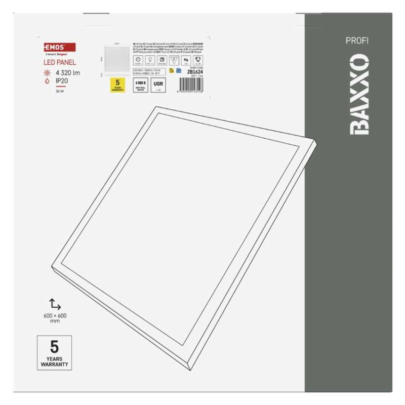 LED PANEL BAXXO P. 60×60 36W 4320LM IP20 11