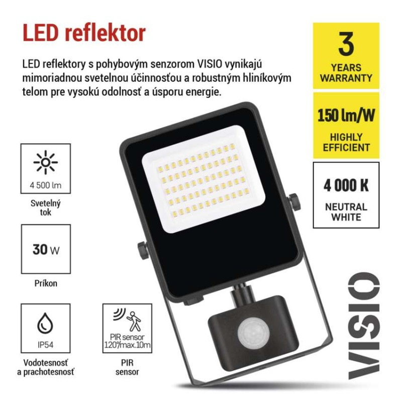 LED REFLEKTOR VISIO 30W 4500LM IP54 NW P 7
