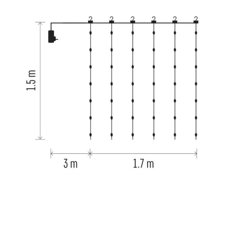 180LED NANO CURTAIN MF 1.7X1,5M WW 2