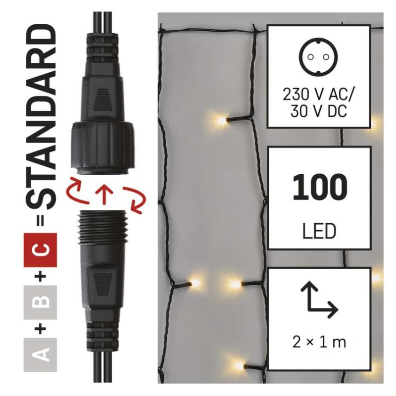 řetěz - záclona 100LED 1x2M WW (ZY1442) 1