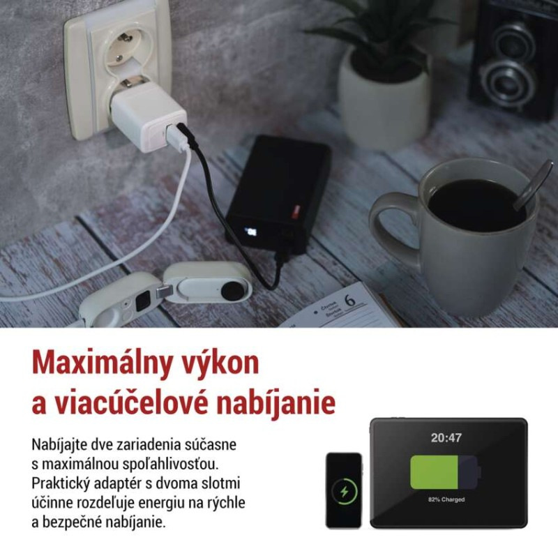 USB ADAPTÉR SÍŤ GAN PD 20W; AC 2