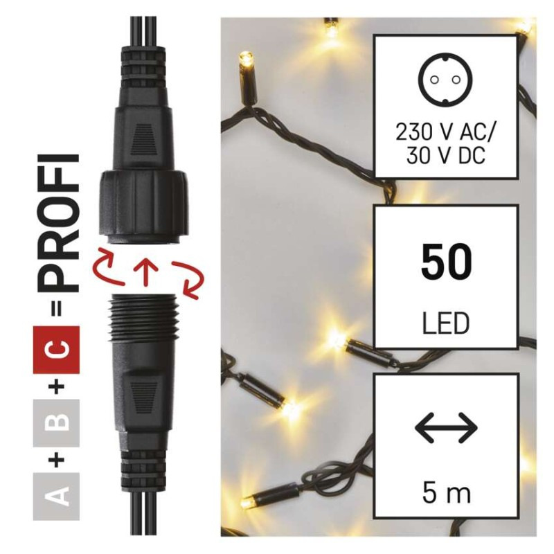 Spojovací řetěz 50LED 5M BLACK WW ZY2007 1