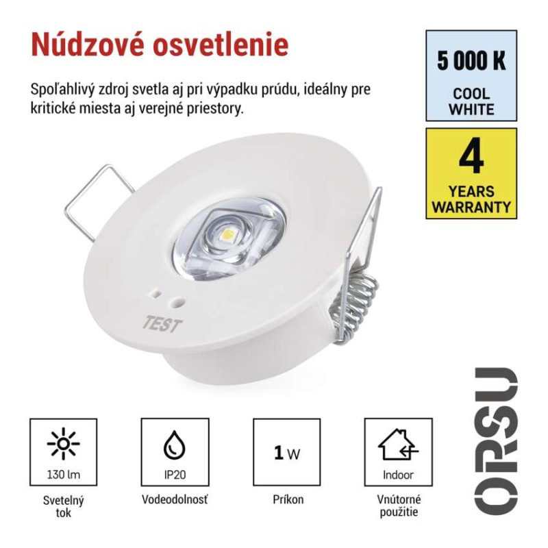 NOUZOVÉ SVÍTIDLO ORSU 1W 130LM 3H AT 1