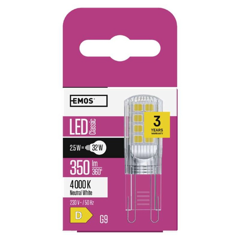 Žiarovka LED CLS JC A++ 2,5W G9 NW 350lm ZQ9536 EMOS 6