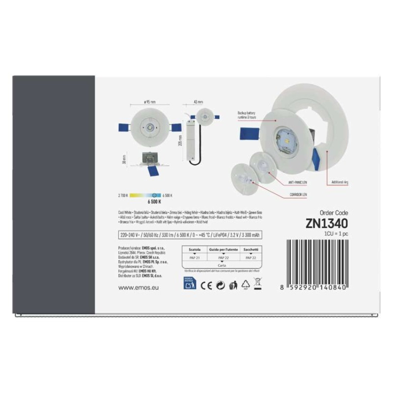 NOUZOVÉ SVÍTIDLO ORSU 2W 300LM 3H AT 11