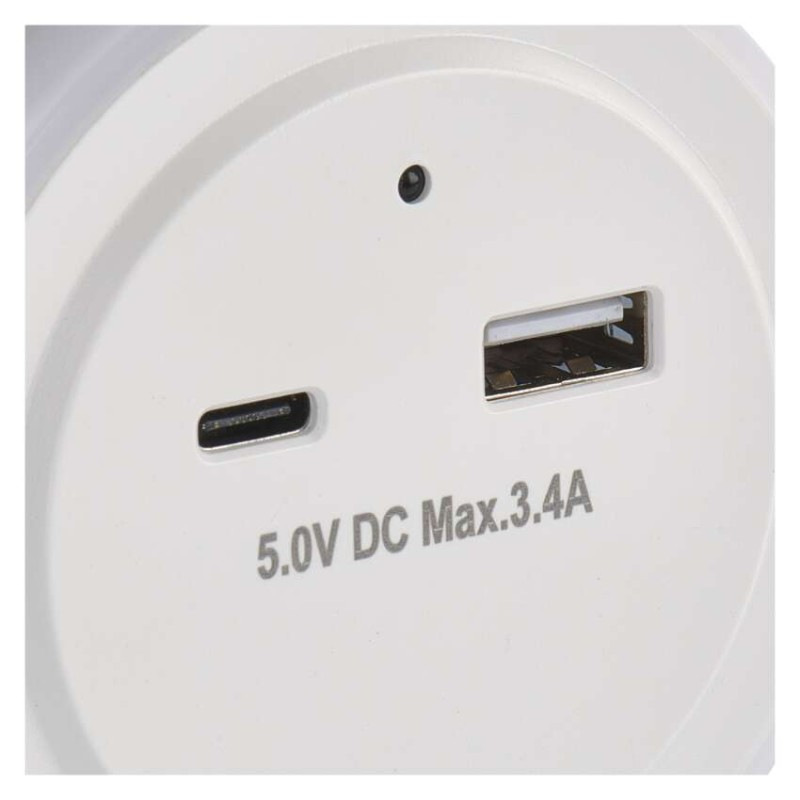 NOČNÍ SVĚTLO WW 230V / 0,3W; USB C+A 6