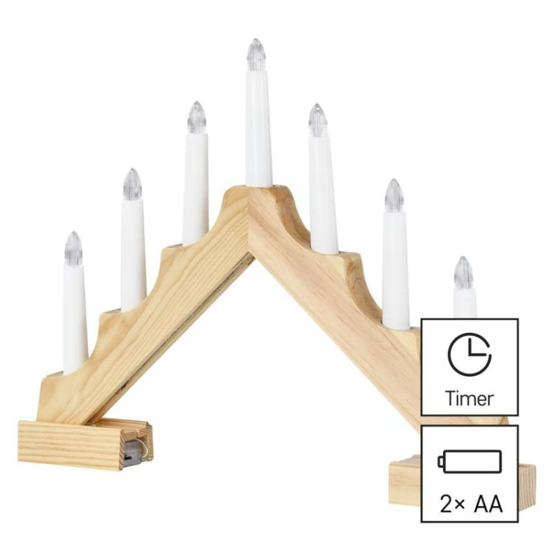 LED svícen dřevěný 29cm IP20 2AA N WW 5