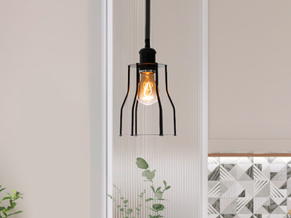 Závesné čierne kovové svietidlo 1 x E27 - ME0009 1
