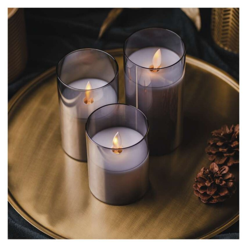 3LED SET GLASS CANDLE MOVING FLAME WW 4