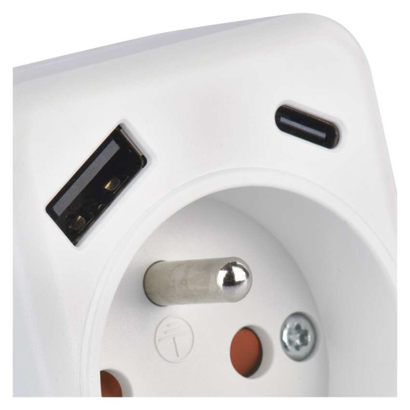 Zásuvka rozbočovacia 1x, 1xUSB-A+1xUSB-C, biela P0074 7