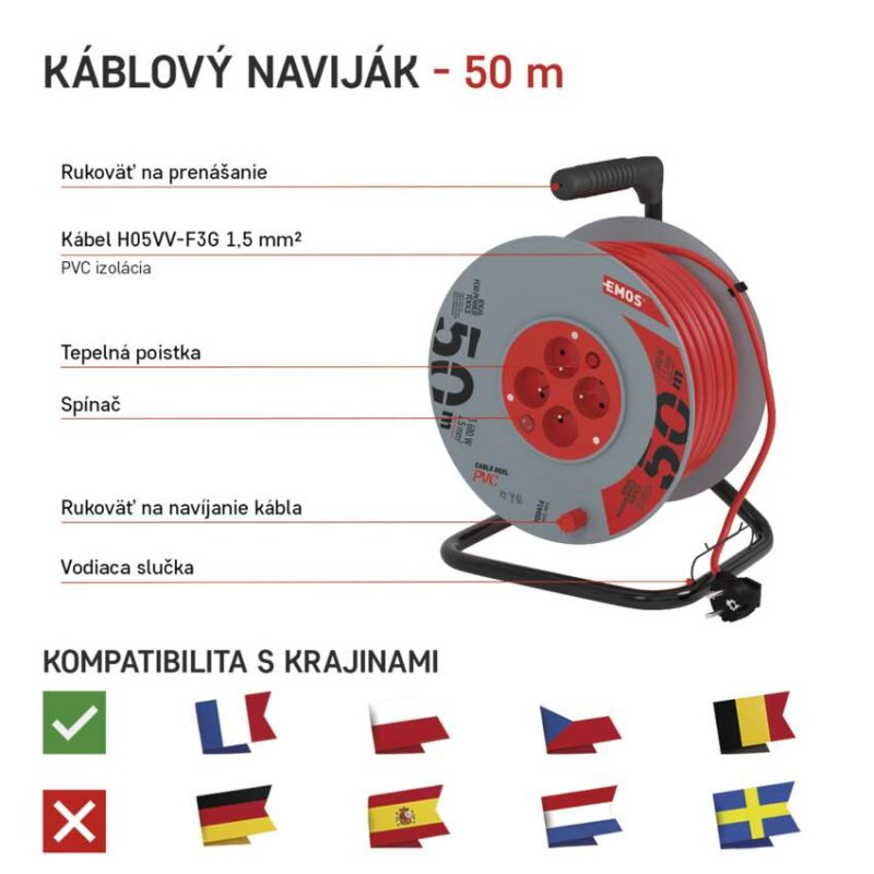 BUBEN 4Z 50M 1,5MM PVC VYPÍNAČ 6