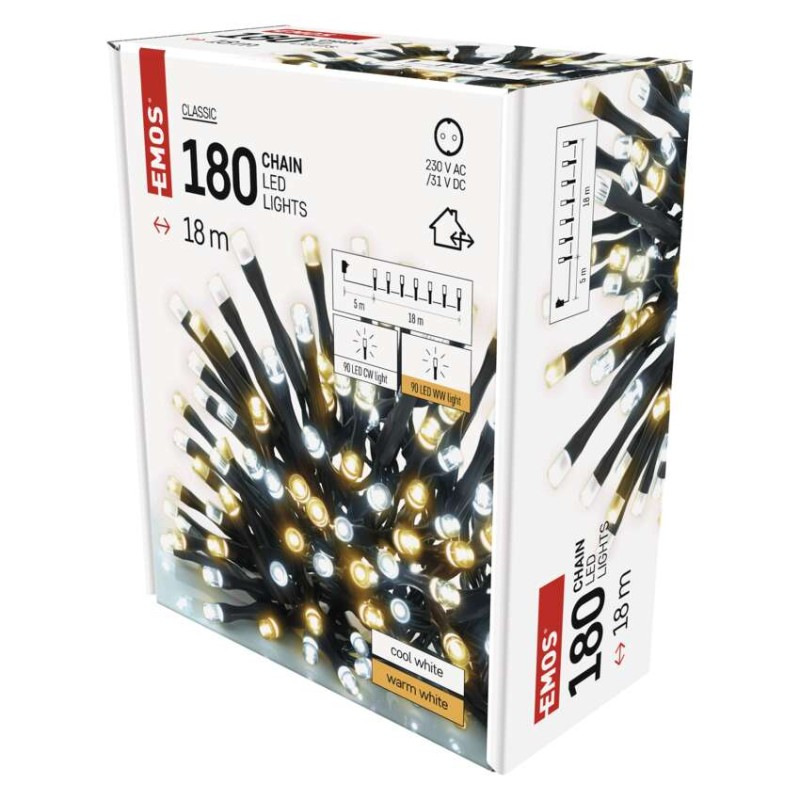 Vánoční řetěz CLS TIMER 18M WW/CW
