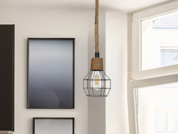 Závesné svietidlo s prírodným povrazom 1 x E27 - ME0001