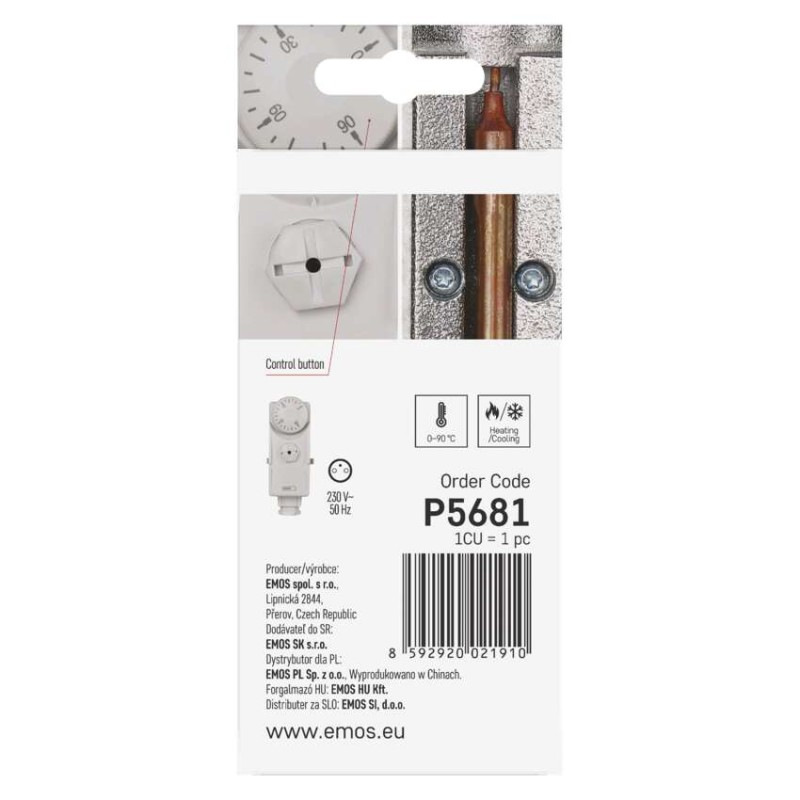 Termostat príložný manuálny 0-90°C P5681 EMOS 11