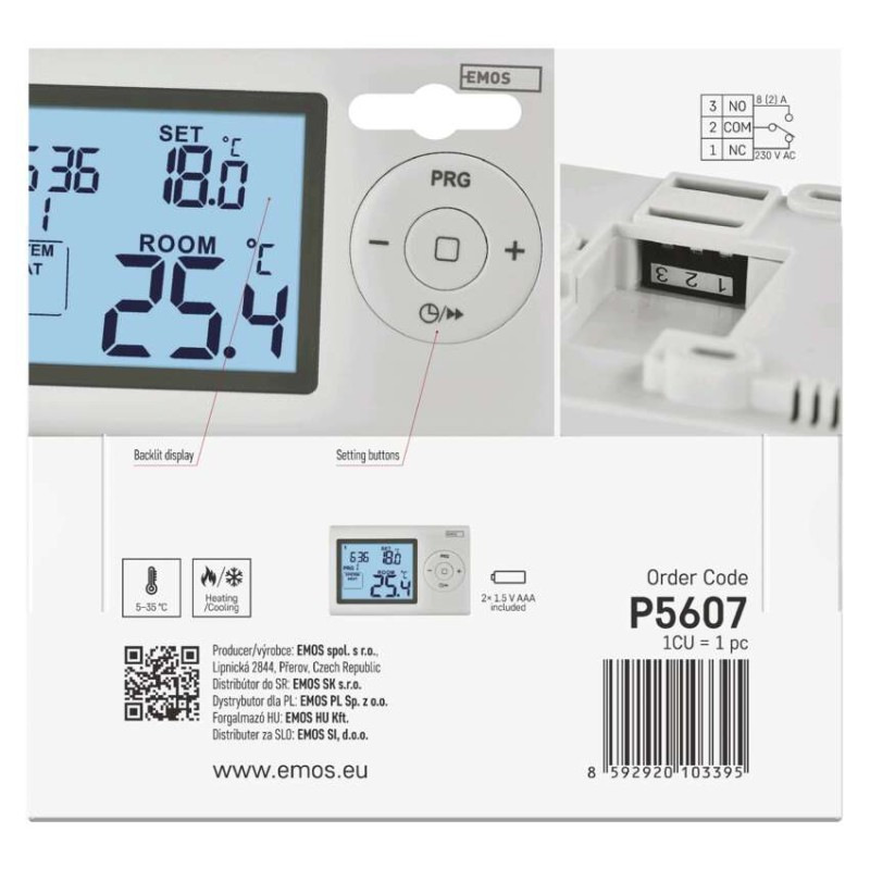 Termostat drôtový manuálny  P5607 programovateľný 10