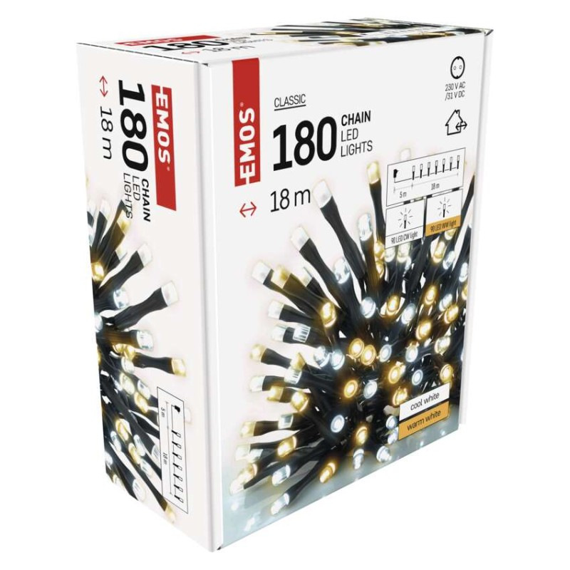 Vánoční řetěz CLS TIMER 18M WW/CW 9