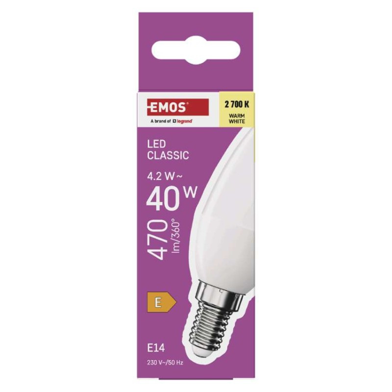 Žiarovka LED CLS CANDLE 6W E14 WW ZQ3E21 EMOS 5
