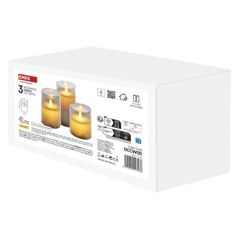 3LED SET GLASS CANDLE MOVING FLAME WW 2