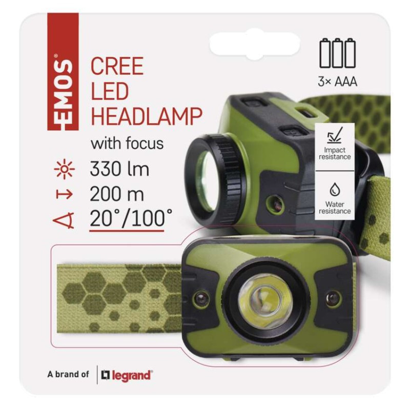 Čelovka CREE LED + ČERVENÉ LED  P3539