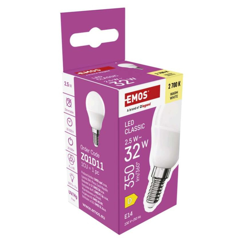 LED CLS MINI GLOBE 2,5W(32W) 350lm E14 W 7