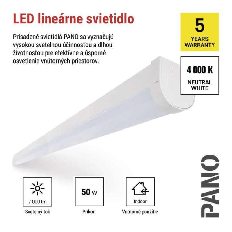 LED LIN. SVÍTIDLO PANO 50W 7000LM IP20 N 1