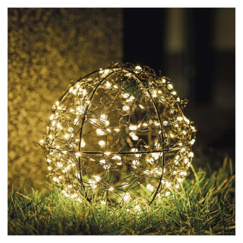 200LED BLACK METAL BALL IP44 FLASH WW 5