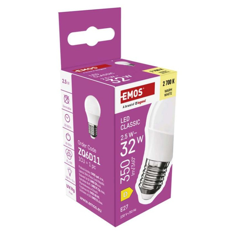 LED CLS MINI GLOBE 2,5W(32W) 350lm E27 W 7