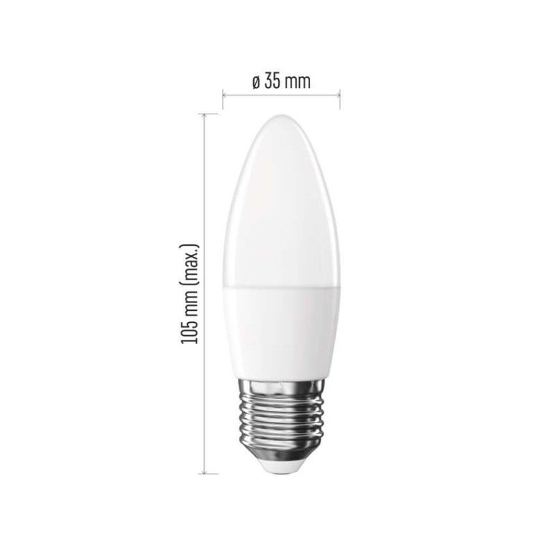 LED BASIC CANDLE 5,5W(40W) 470lm E27 WW