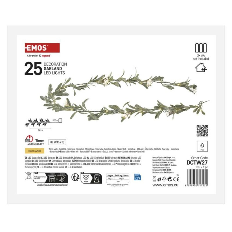 25LED MISTLETOE GARLAND 3AA WW 6