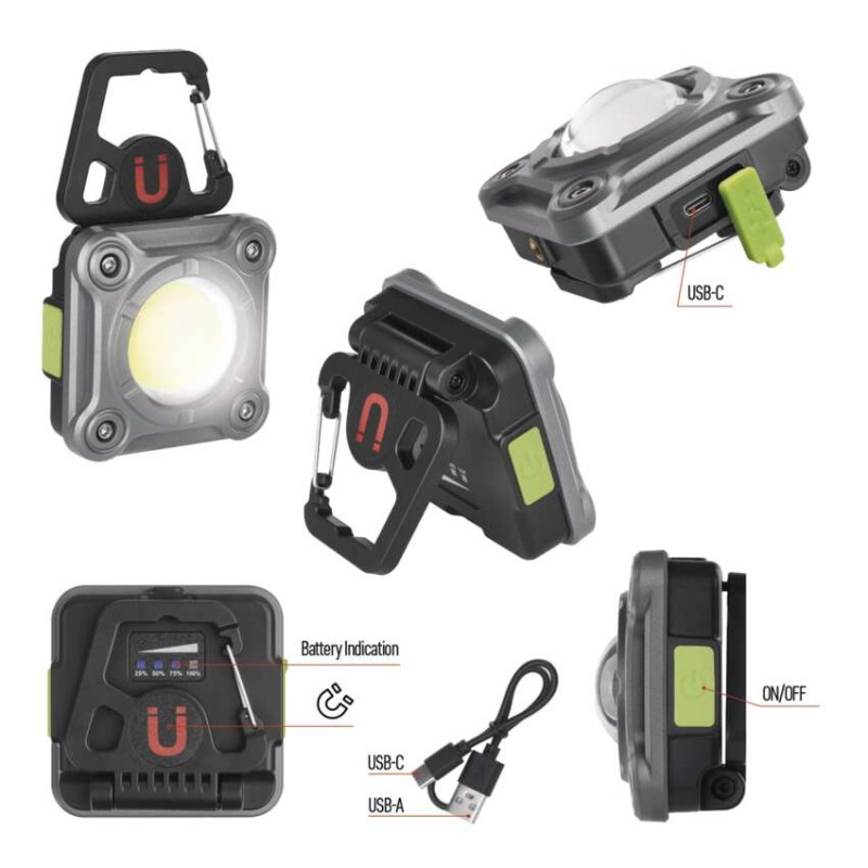 Reflektor COB LED nabíjací pracovný P4543, 1200 lm, 2000 mAh 1
