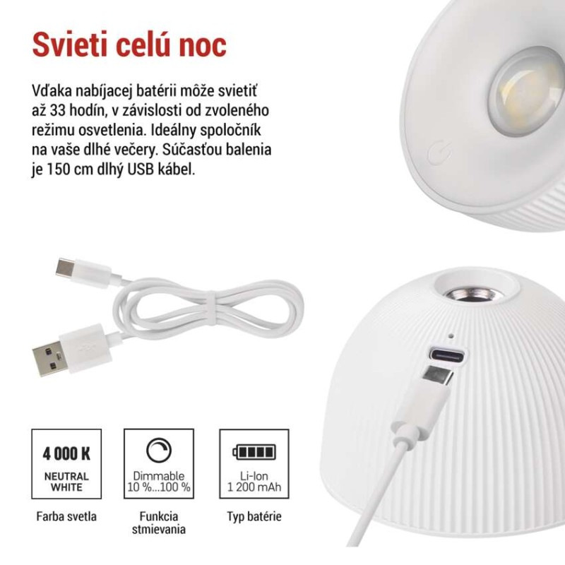 LED STOLNÍ LAMPA SOPHIE BÍLÁ 4