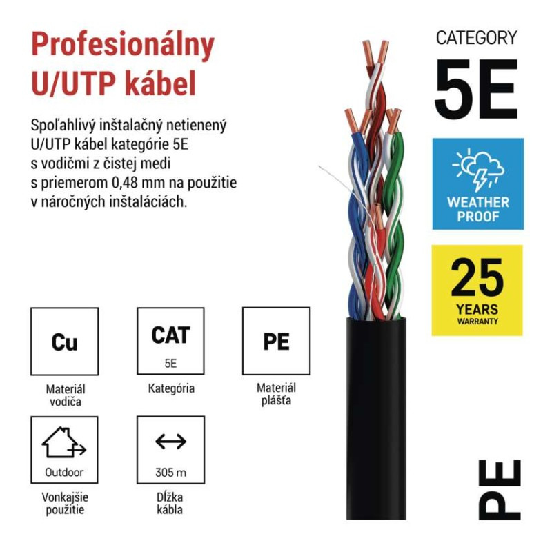 UTP KABEL CAT5E PE OUTDOOR 305M BOX