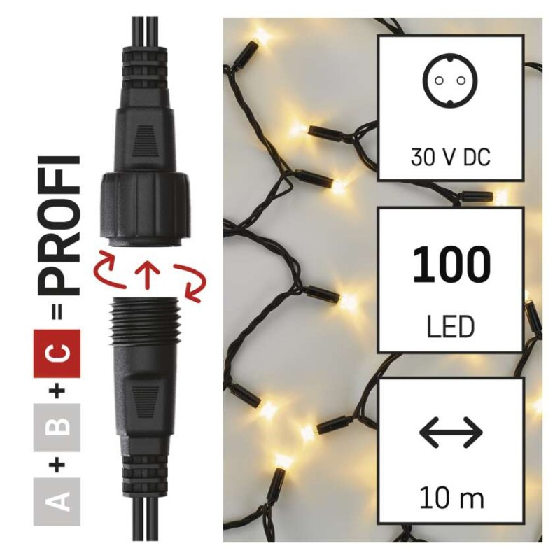 PROFI-CONN CHAIN 100LED 10M-BLACK IP44 W 1