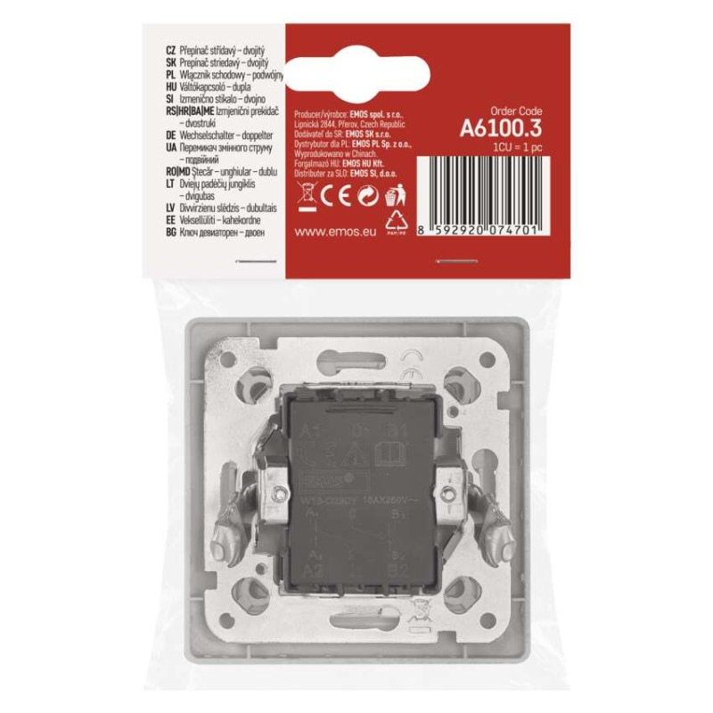 Spínač č.5B 250 V/10 A max. IP20  A6100.3 biely EMOS 5