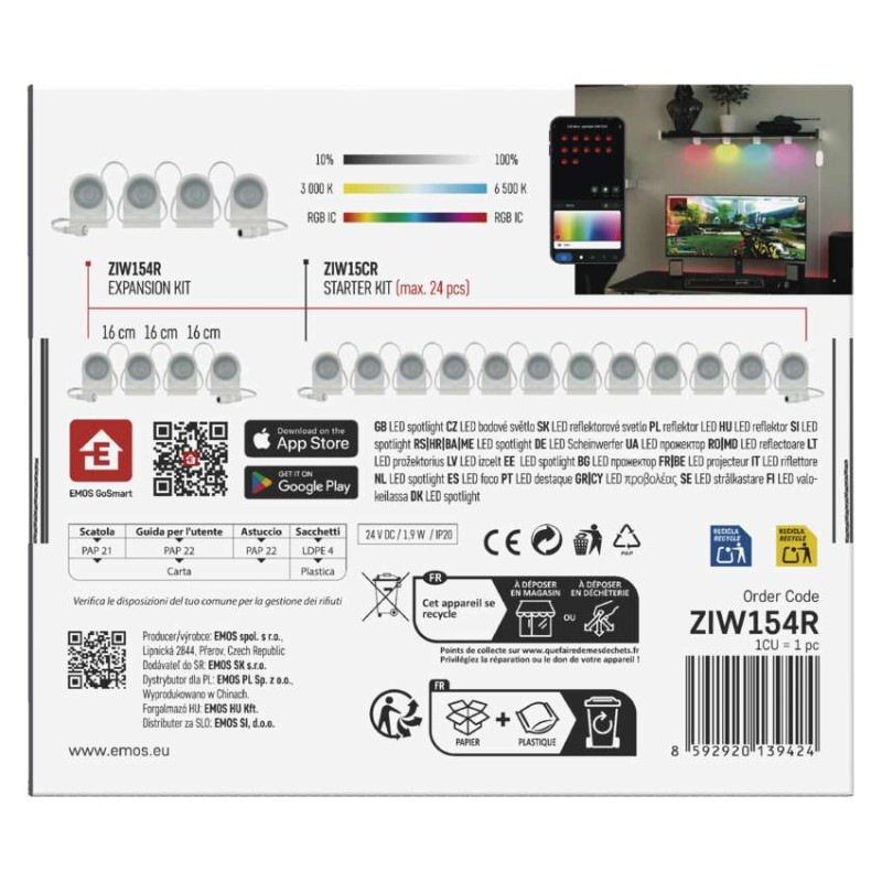 GOSMART STRING DOWNLIGHTS RGBIC+CCT 4PC 4