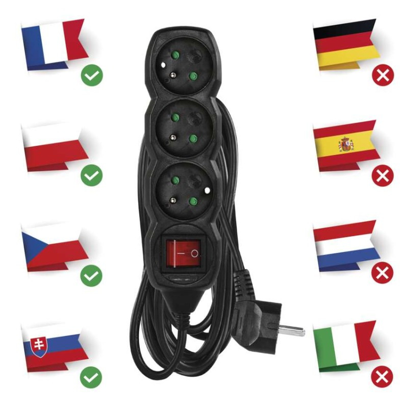 PRODLUŽKA 3Z 5M ČERNÁ S VYP. 3