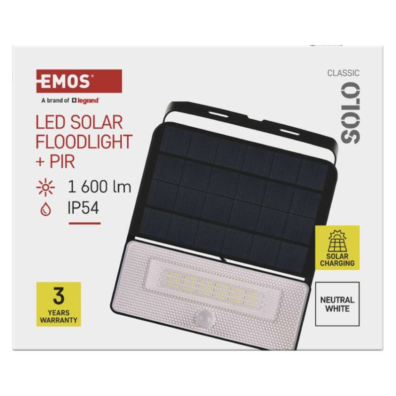 LED SOLARNÍ REFLEKTOR SOLO 1600LM IP54 N 7