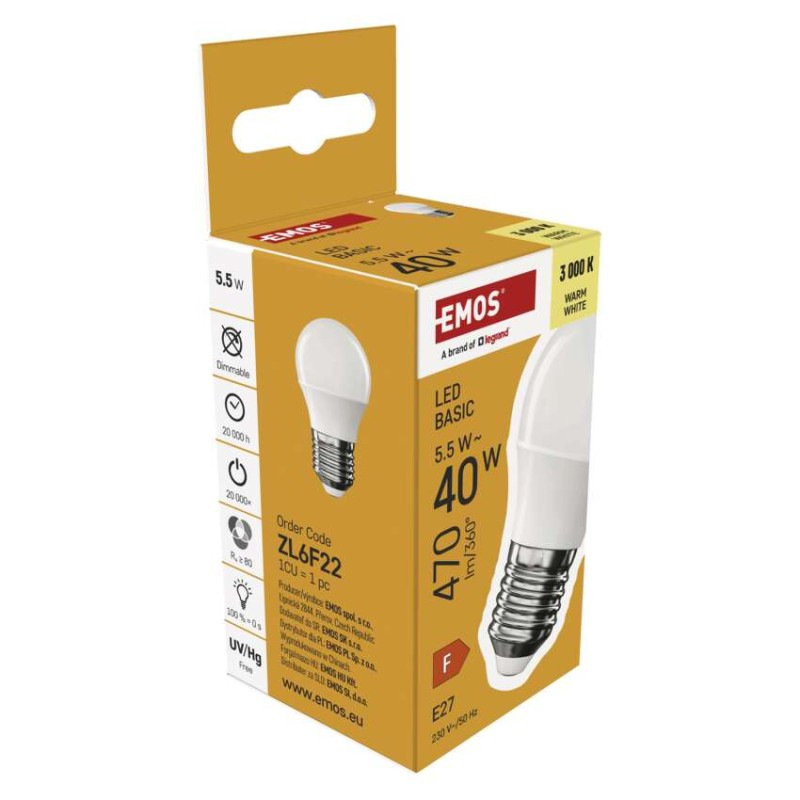 LED BASIC MINI GLOBE 5,5W(40W) 470lm E27 6