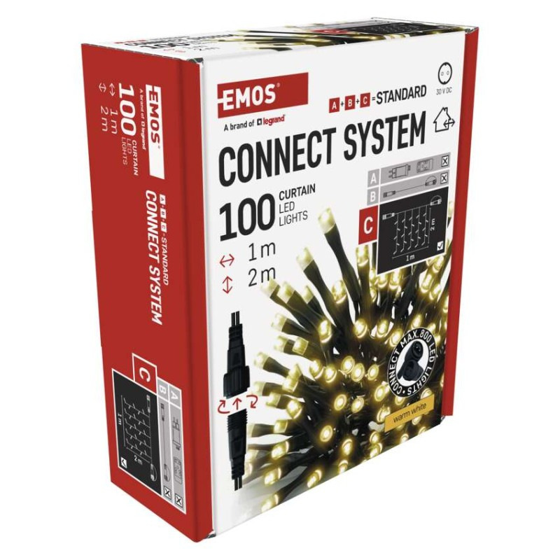 řetěz - záclona 100LED 1x2M WW (ZY1442) 12