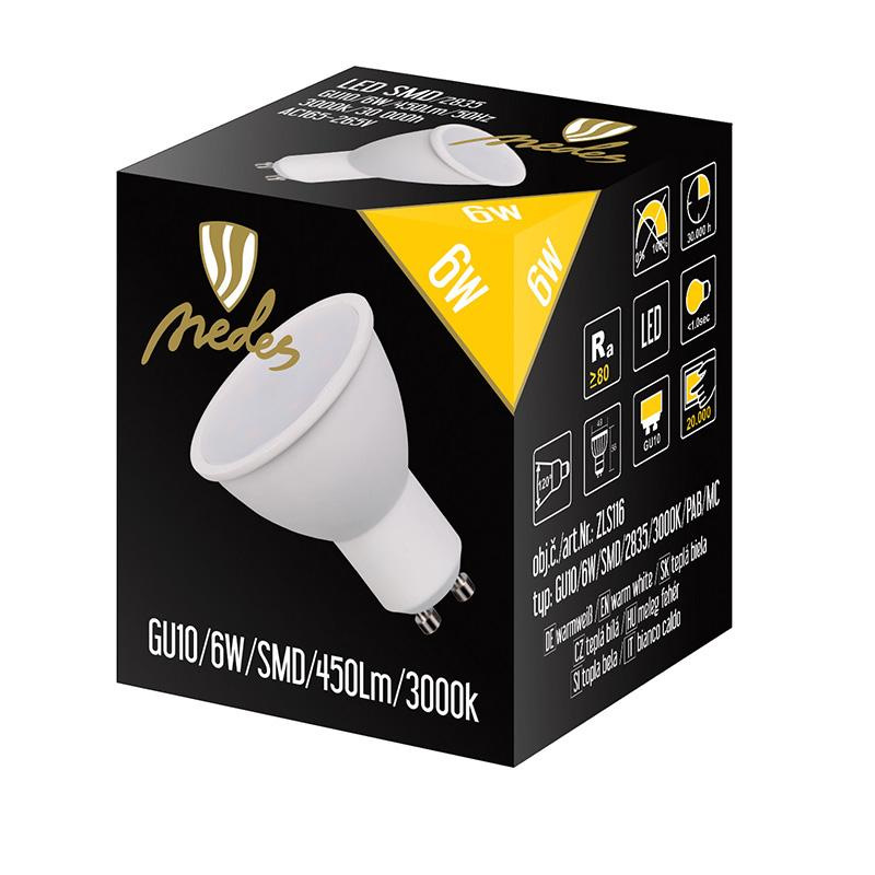 LED žiarovka 6W - GU10 / SMD / 3000K - ZLS116 2