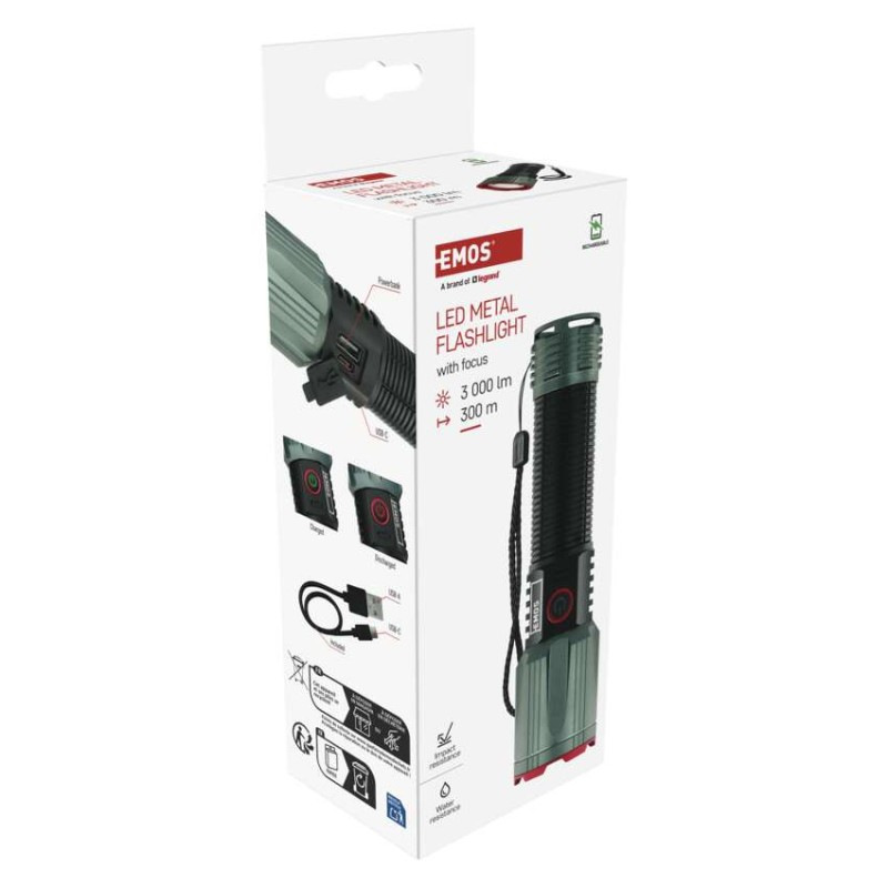 LED NABÍJECÍ SVÍTILNA KOV. LARGE 3000lm, 13