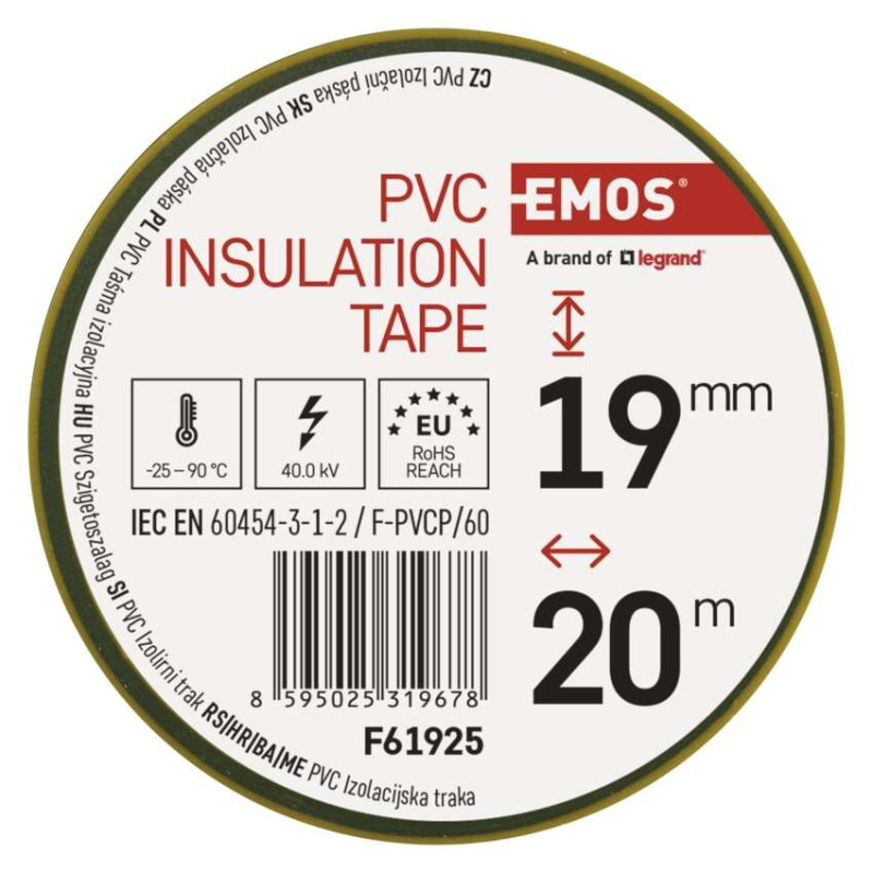 Izolačná páska PVC 20m/19mm žlto/zelená  F61925 3