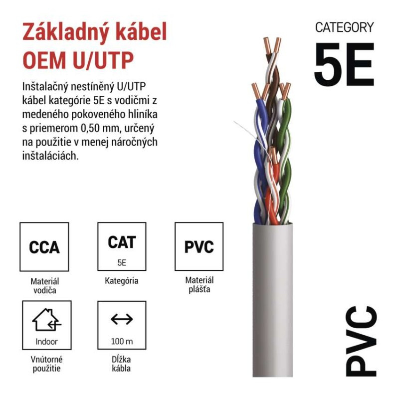 UTP KABEL CAT5E PVC CCA 100M FOLIE 1