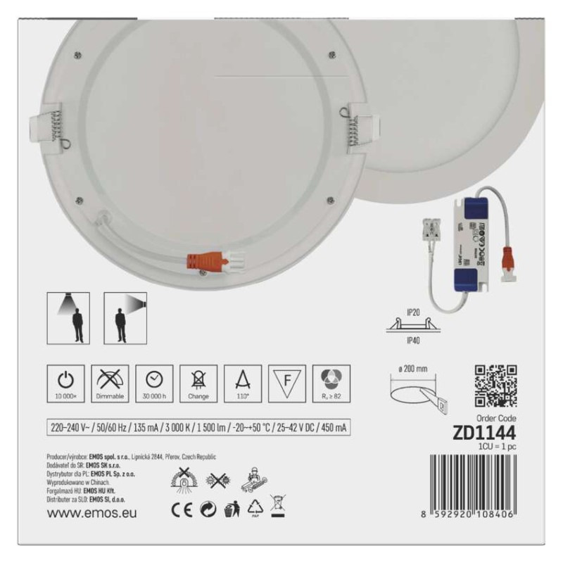 LED SVÍTIDLO NEXXO VES.KR 18W 1500LM IP4 9